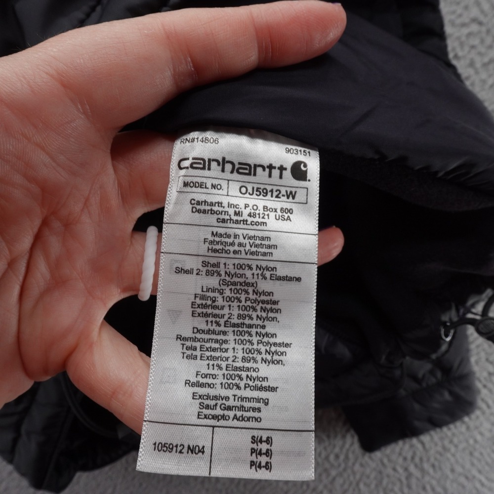 Carhartt Gilliam Jacket Black Small Womens Relaxed Fit Puffer Rain Defender NWT - Picture 11 of 12